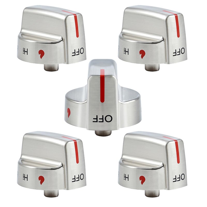 atgestore Stainless Steel 5304509064 5304509929 Stove Knob Replacement for Frigidaire Gallery Gas Stove Parts Cooktop Control Knobs Frigidaire FGGF3036TFA Range Burner Control Knobs Metal Silver 5Pcs - Image 2