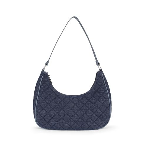 Fastrack Denim Flux Shoulder Bag | Quilted Design | Strong Single Handle | Main Compartment with Dual Internal Pockets (1 Zippered) | Silver Hardware Finish | Natural Indigo Denim | 6-Month Warranty - Image 2