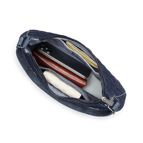Fastrack Denim Flux Shoulder Bag | Quilted Design | Strong Single Handle | Main Compartment with Dual Internal Pockets (1 Zippered) | Silver Hardware Finish | Natural Indigo Denim | 6-Month Warranty - Image 4