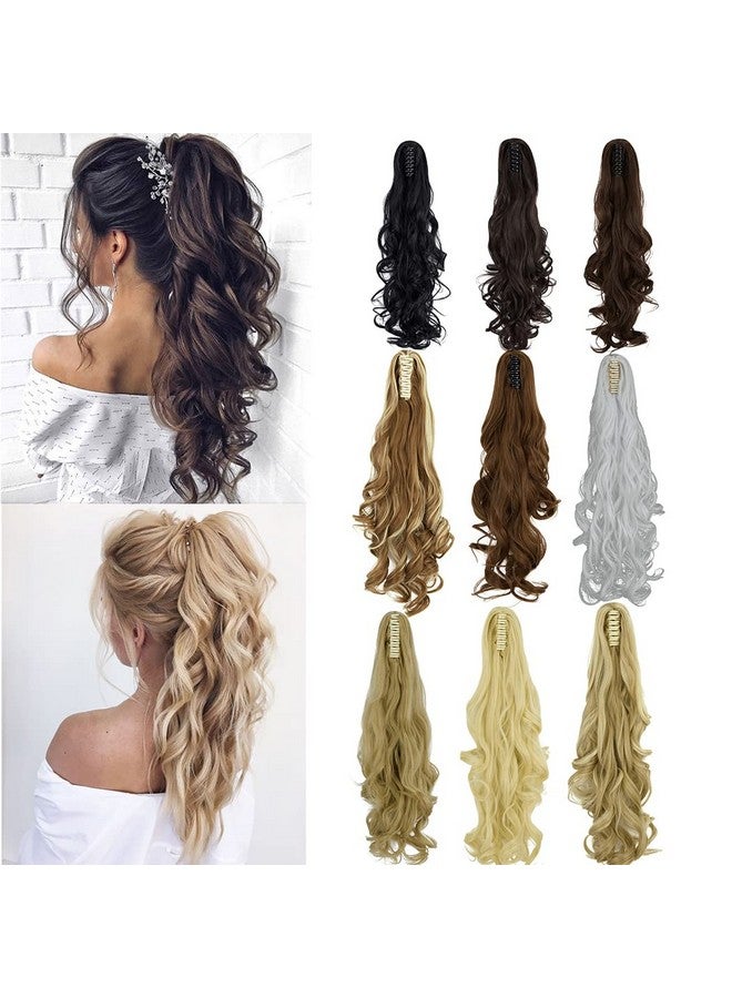 SLLIE إكستنشن ذيل حصان طويل 24" مجعد قابل للتثبيت بشوكة شعر صناعي يبدو طبيعياً للنساء - Image 1