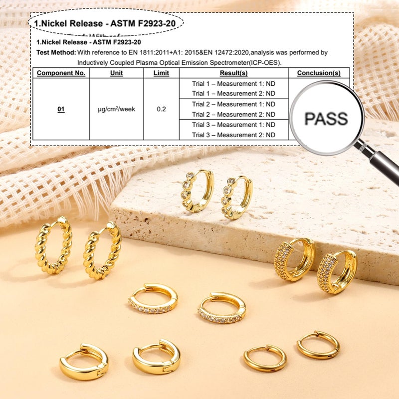 YADOCA Chunky Gold Hoop Earrings Set for Women 18K Gold Filled Huggie Hoops Earrings Hypoallergenic Thick Lightweight Small Silver Hoop Earring Jewelry for Gifts - Image 4