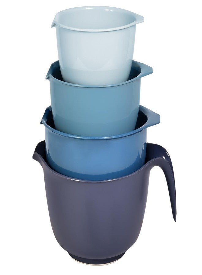 Glad Mixing Bowls with Pour Spout, Set of 4 - Nesting Plastic Bowls (1.2qt, 1.9qt, 2.8qt, and 3qt with Handle) - Non Slip Base, Dishwasher Safe Kitchen Cooking and Baking Supplies, Blue - Image 1