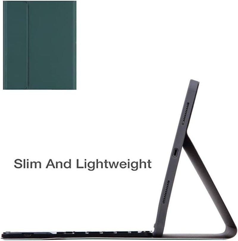 KASTWAVE Tablet Cover Wireless Keyboard for iPad 9th Gen 2021/8th 2020/ 7th 2019/ iPad Air 3/ Pro 10.5 with Detachable Bluetooth Keyboard Mouse Pencil Holder (Dark Green) - Image 3
