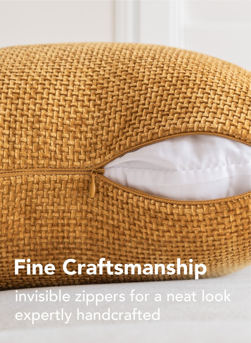a moment a moment Mustard Yellow Chenille Cushion Cover Throw Pillow Covers 30x50 CM Pack of 2 Modern Decorative Pillowcase Farmhouse Cross Pillows  - Image 3