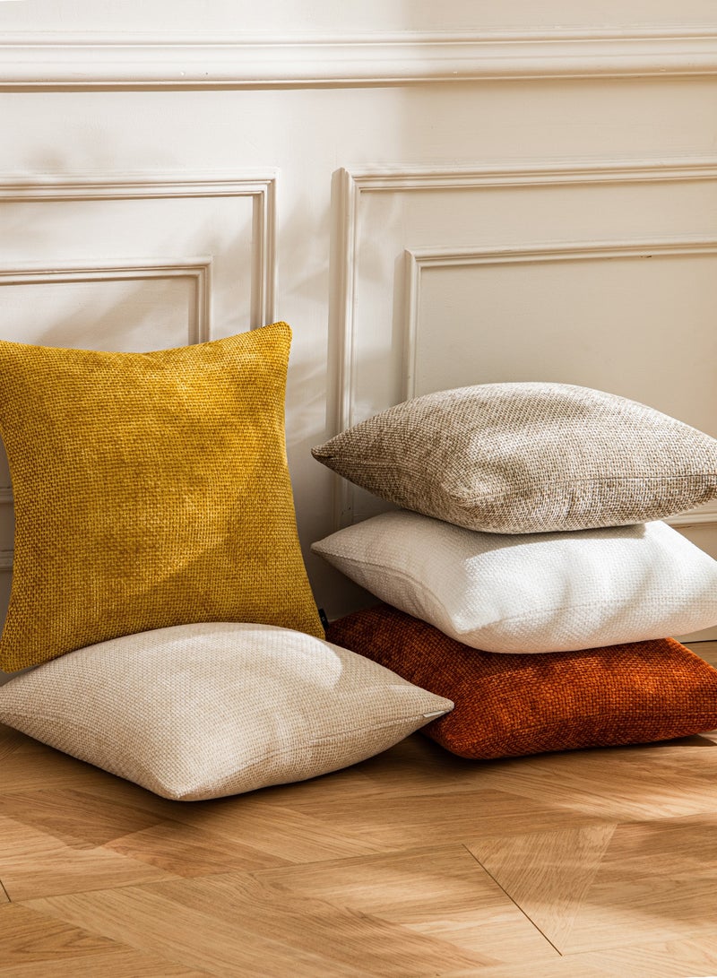 لحظة غطاء وسادة شنيلي باللون الأصفر الخردلي لحظة 30x50 سم عبوة من 2 غطاء وسادة زخرفي حديث من الطراز الريفي على شكل صليب. - Image 5