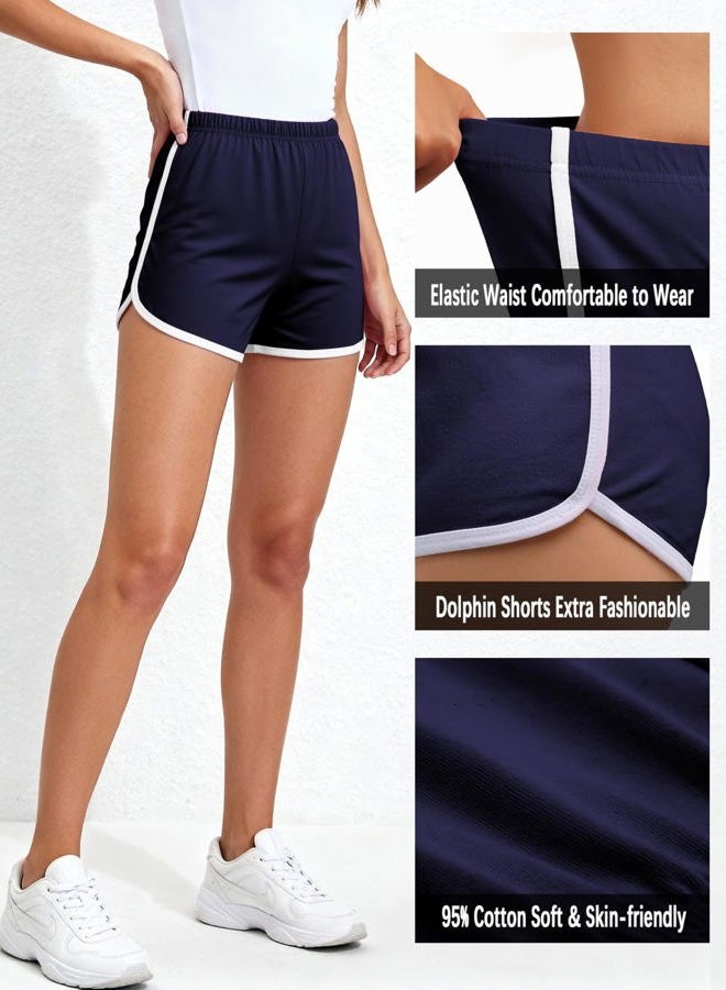 URATOT 5 Pack Women's Cotton Yoga Dance Short Pants Sport Shorts Summer Athletic Cycling Hiking Sports Shorts, Black, Dark Gray, Light Gray, Navy Blue, Beige, XL - Image 5