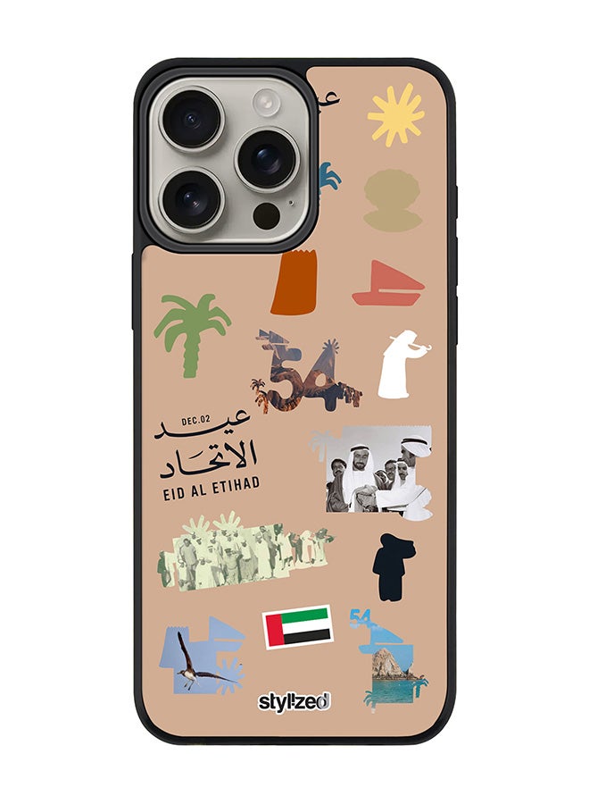 Stylizedd for iPhone 16 Pro Max Case [Compatible with MagSafe] Magnetic cover Slim fit Camera Protection, Shockproof Thin Phone Case- Eid Al Etihad 54th UAE National Day, Brown - Image 1