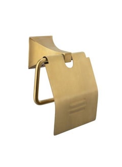 Luxury Brushed Gold Toilet Paper Holder with Cover – Wall Mounted, Gold-Plated Brass, Rust-Resistant, Durable, Modern Bathroom Tissue Dispenser, Easy Installation