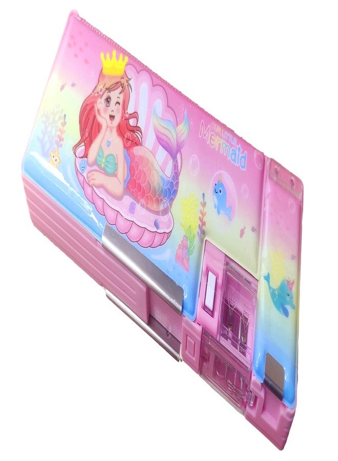 TECHNOCHITRA® Icing Angel Printed Dual Sided Magnetic Pencil Box with Sharpener for Girls (Pink) - Image 1