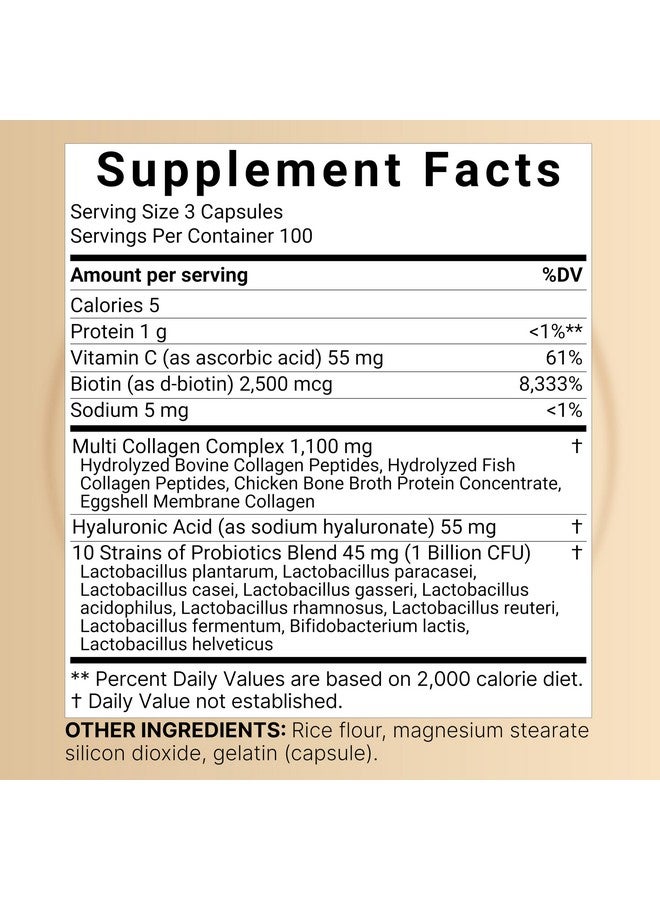 NatureBell Multi Collagen Complex, 300 Capsules | 5 Collagen Peptides (Type I, II, III, V, X) Plus Hyaluronic Acid, Biotin, Vitamin C, & Probiotics - Hair, Skin, Nail, Joint, & Gut Health Support - Image 2