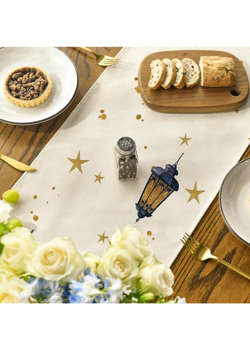 General Eid Mubarak Table Flag Table Runner Ramadan Kareem Table Decorations Star Moon Lantern Ramadan Decor Sets For Dining Supply  - Image 2