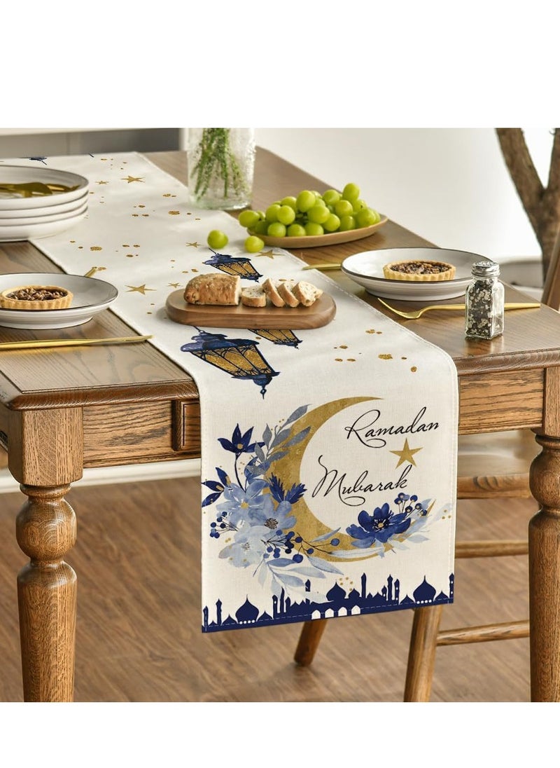 General Eid Mubarak Table Flag Table Runner Ramadan Kareem Table Decorations Star Moon Lantern Ramadan Decor Sets For Dining Supply  - Image 4