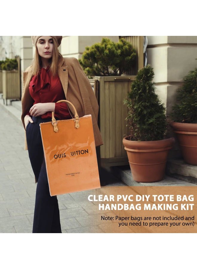 KTNGY Clear PVC DIY Tote Bag Handbag Making Kit Handmade Gift Bag Craft Accessory Tool Set Birthday Holiday Gift Bag, Clear-c, 9.84*4.33*14.2inch - Image 4