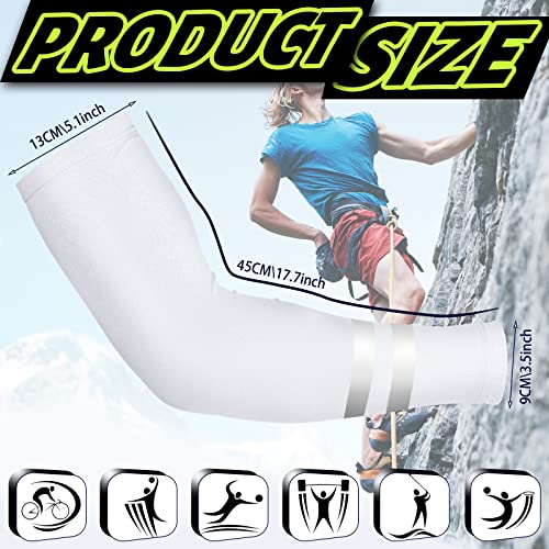 Geyoga 4 Pairs UV Protection Sun Arm Sleeves for Men Women Reflective Cooling Compression Sleeves for Outdoor Sports Work(White) - Image 4