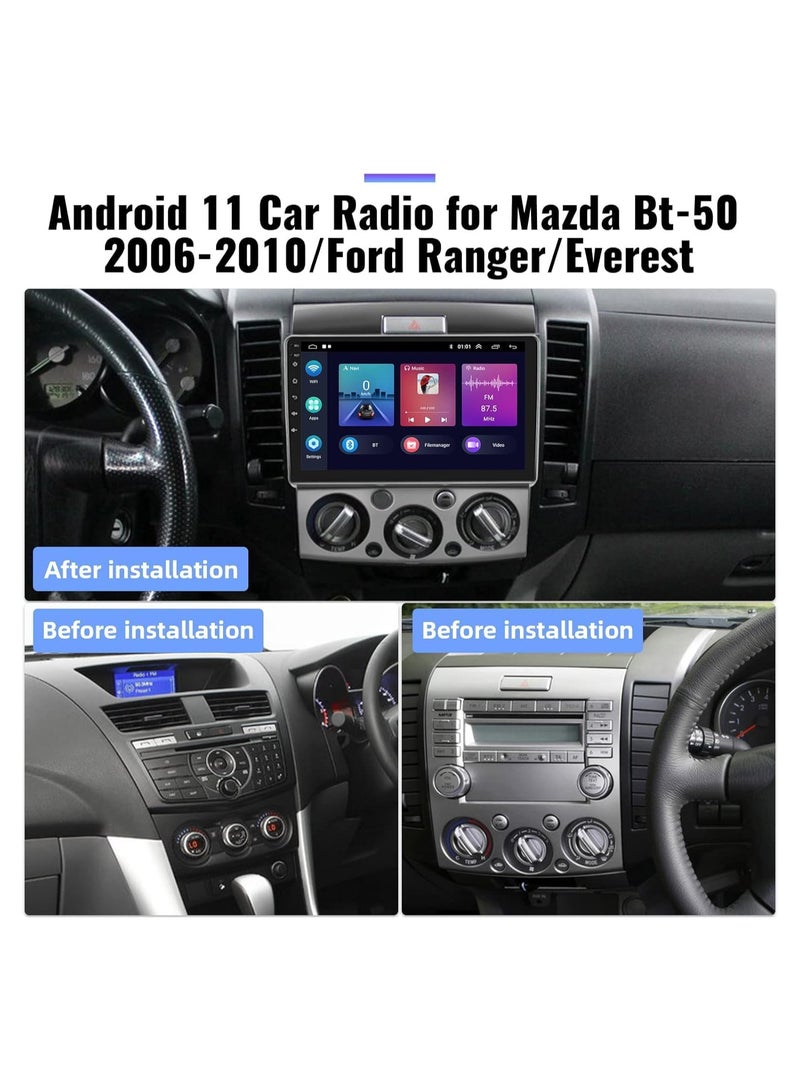 شيزا ستار ستيريو سيارة أندرويد لمازدا BT-50 2006 2007 2008 2009 2010 2011 2012 فورد رانجر/إيفرست 2 جيجابايت رام 32 جيجابايت روم 9 بوصة يدعم أبل كاربلاي، ميرورلينك واي فاي BT، شاشة تعمل باللمس IPS مع كاميرا AHD متضمنة - Image 2