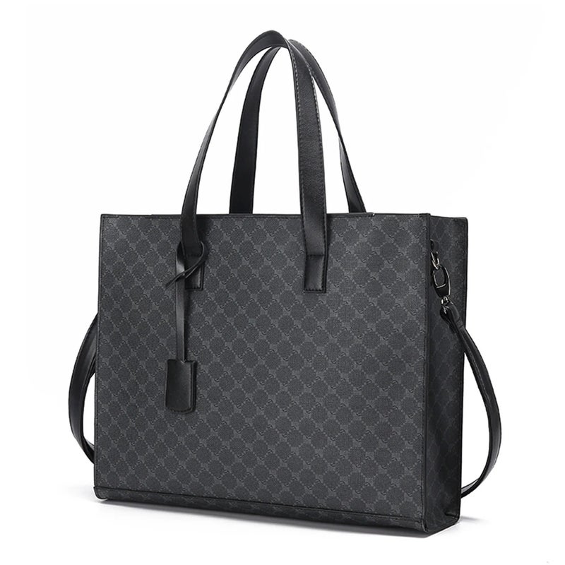 Y&D Men's 14 Inch Leather Laptop Briefcase – Daily Casual Plaid Shoulder Messenger Bag for Men - Image 3