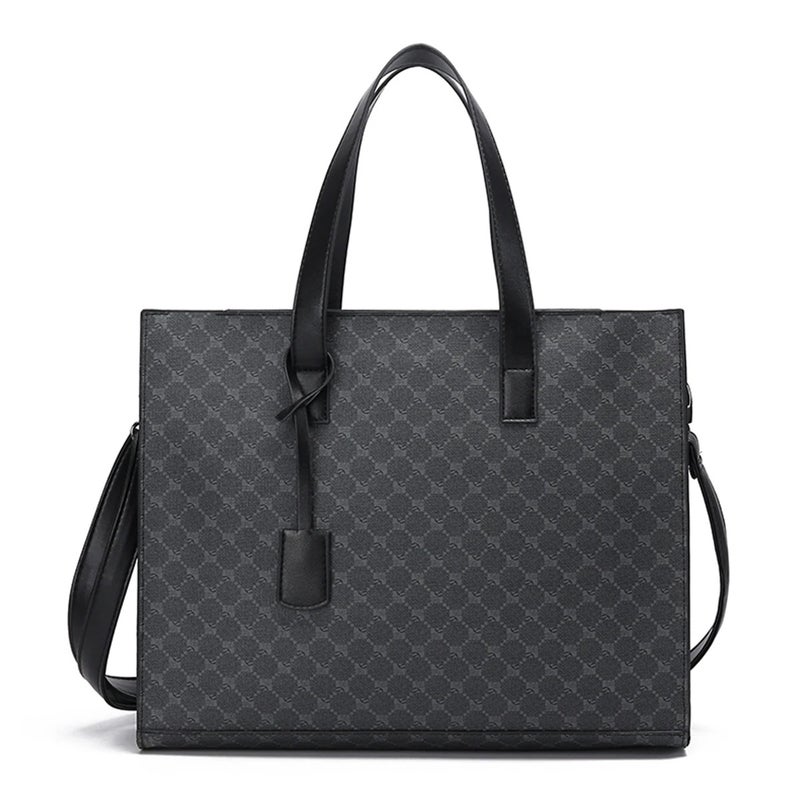 Y&D Men's 14 Inch Leather Laptop Briefcase – Daily Casual Plaid Shoulder Messenger Bag for Men - Image 2