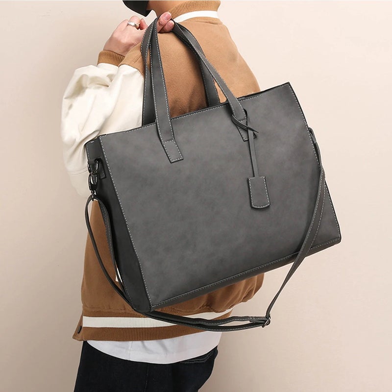 Y&D Men's 14 Inch Leather Laptop Briefcase – Daily Casual Plaid Shoulder Messenger Bag for Men - Image 4