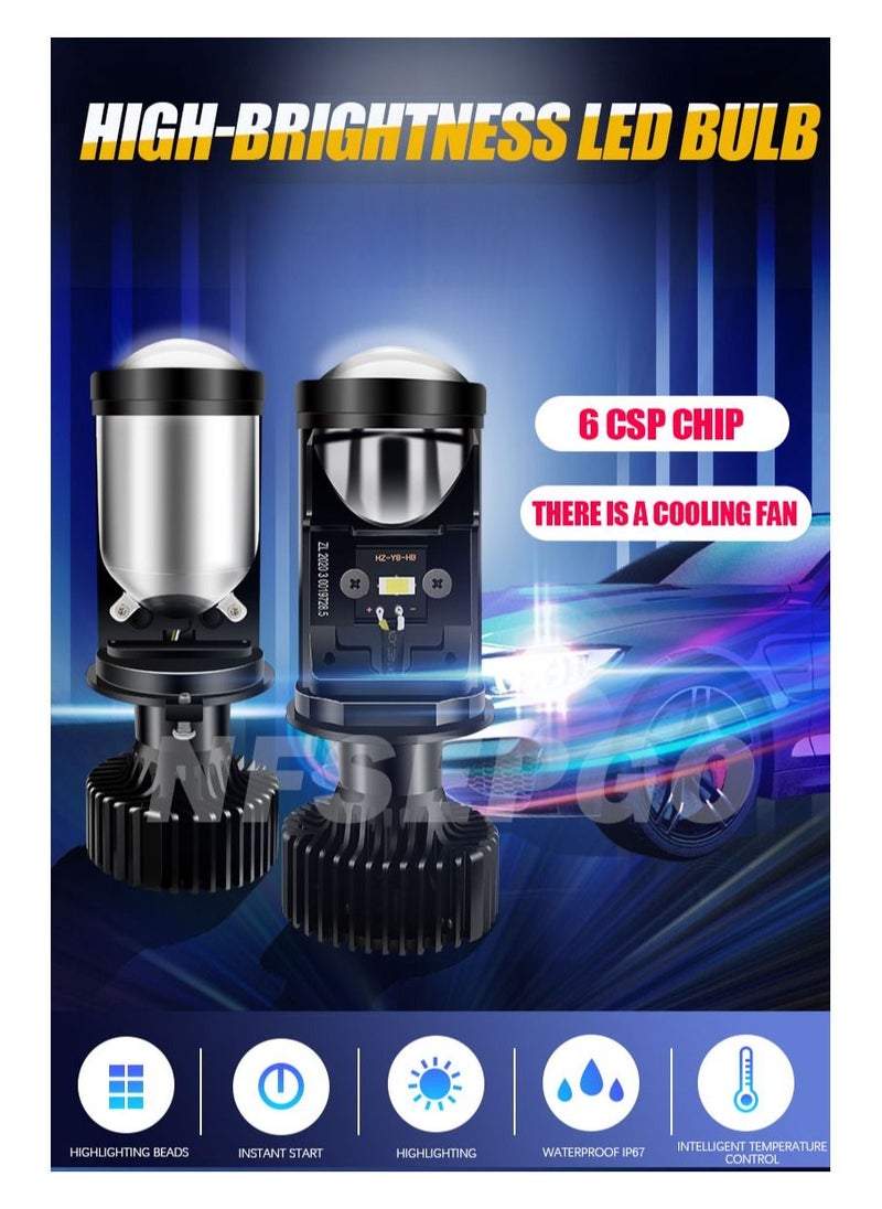 Generic - Canbus 90W Spotlight H4 Laser Lamp H4 LED Mini Projector Lens Automotive LED Headlight Bulb 20000LM High Beam Low Beam Headlamp - Image 1