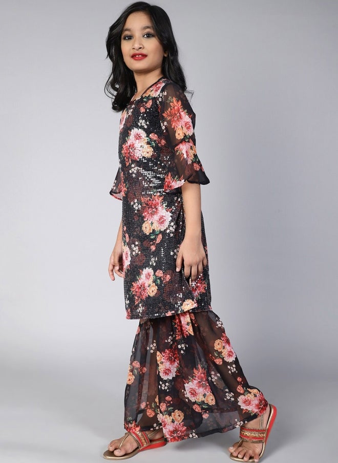 AKS Floral Embroidered Kurta Set for Girls - Image 4