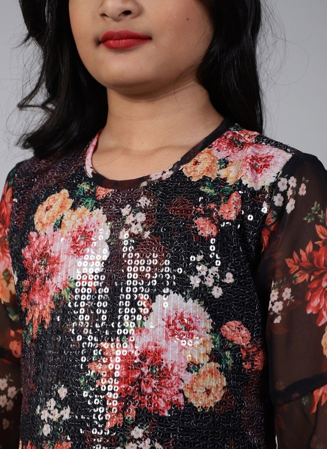 AKS Floral Embroidered Kurta Set for Girls - Image 2