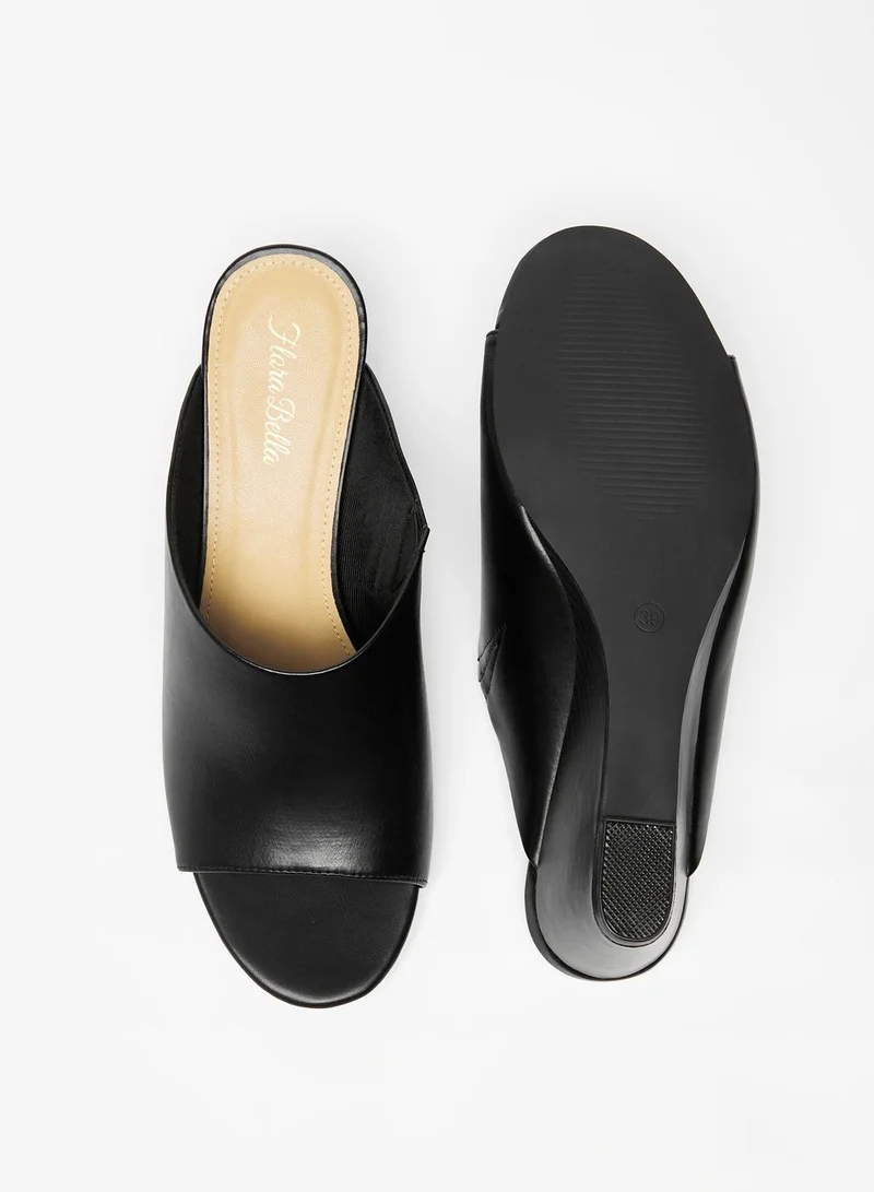 Flora Bella Solid Slip-On Sandals with Wedge Heels
