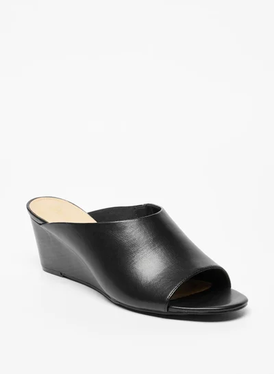Flora Bella Solid Slip-On Sandals with Wedge Heels
