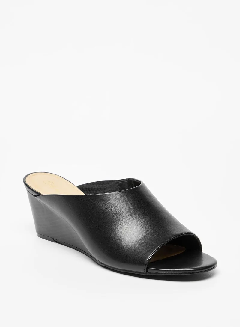 Flora Bella Solid Slip-On Sandals with Wedge Heels
