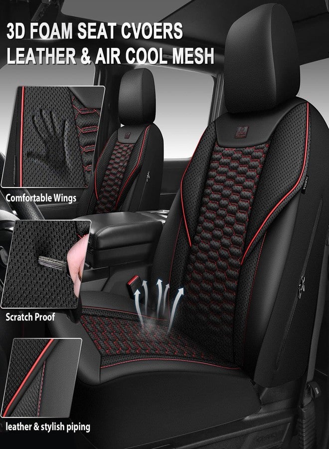 CAR PASS 3D Foam Mesh Leather Car Seat Covers Front Seats, Air Cool mesh Front Seat Covers for Car, Universal Fit for SUV Truck Sedan Automotive, Armrest Airbag Compatible,Black and Red - Image 4