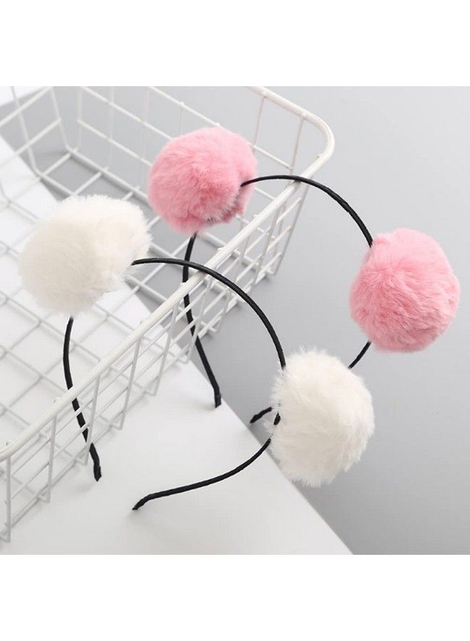 ericotry 3Pcs Fluffy Furry Pom Ball Headwear Panda Ears Headbands Elastic Hair Hoop For Cosplay Halloween Costume Birthday Party  - Image 3