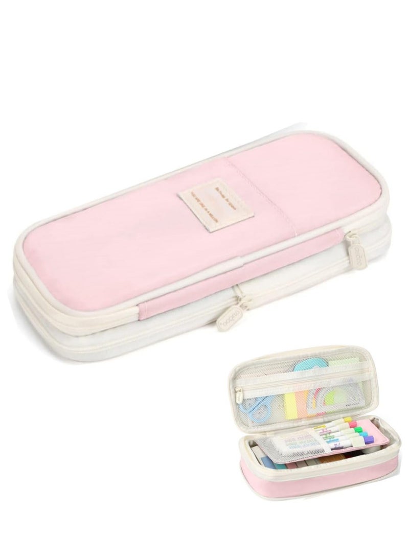 TRASSLE Big Capacity Pencil Pen Case Bag with Zipper Office College School Storage Large Capacity Bag Pouch Holder Box Organizer Colorful  - Image 1