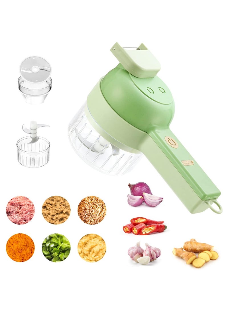 DubaiGallery 4 in 1 multifunctional usb rechargeable Handheld Electric Vegetable Cutter Set, Garlic Mud Masher Food Chopper, Portable Mini Wireless Food Processor,vegetable cutter slicer for Garlic Pepper Chili On - Image 1