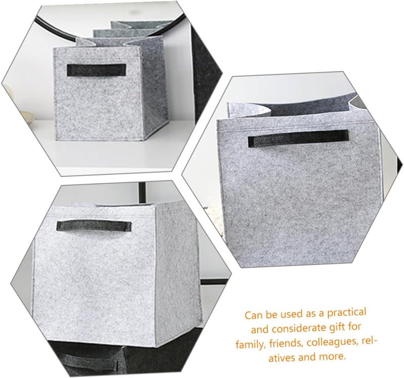Large Foldable Felt Laundry Hamper with Handles Extra-large Capacity Dirty Clothes Organizer Basket for Home and Dorm Lightweight Collapsible Storage Bin for Clothes Grey - Image 3