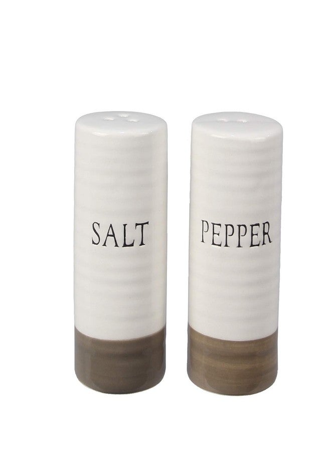 Young's Inc. Farmhouse Ceramic Salt and Pepper Shaker Set - Cute Kitchen Table Accessories and Decor, Small 3-Inch Modern White Rustic Dining Table Decor for Everyday Dining and Gift Giving - Image 1