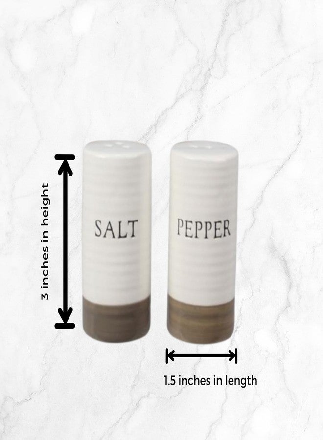 Young's Inc. Farmhouse Ceramic Salt and Pepper Shaker Set - Cute Kitchen Table Accessories and Decor, Small 3-Inch Modern White Rustic Dining Table Decor for Everyday Dining and Gift Giving - Image 3