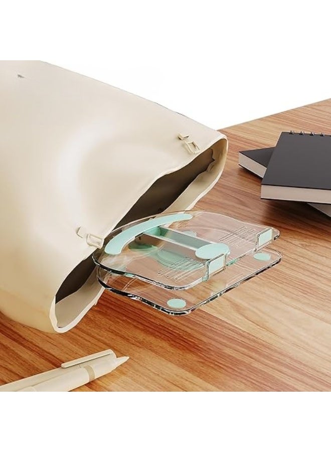 Acrylic Tablet Stand with 360-Degree Rotating Base – Transparent Adjustable Foldable Holder for Desk and Home – Compatible with Various Tablets (White) - Image 5