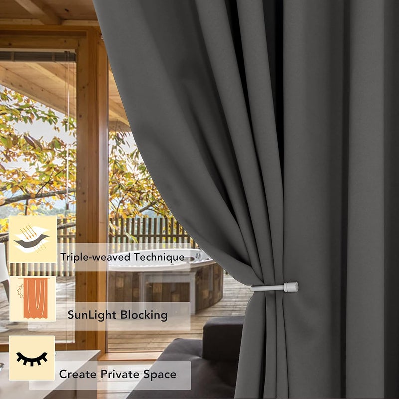 BONZER ستارة تقسيم الغرفة BONZER للخصوصية الكاملة، حائط، حلقات، عازلة للحرارة، ستائر تعتيم عريضة لغرفة النوم وغرفة المعيشة، 96L × 70W بوصة (8L × 5.8W قدم)، لوحة واحدة، رمادي غامق - Image 2