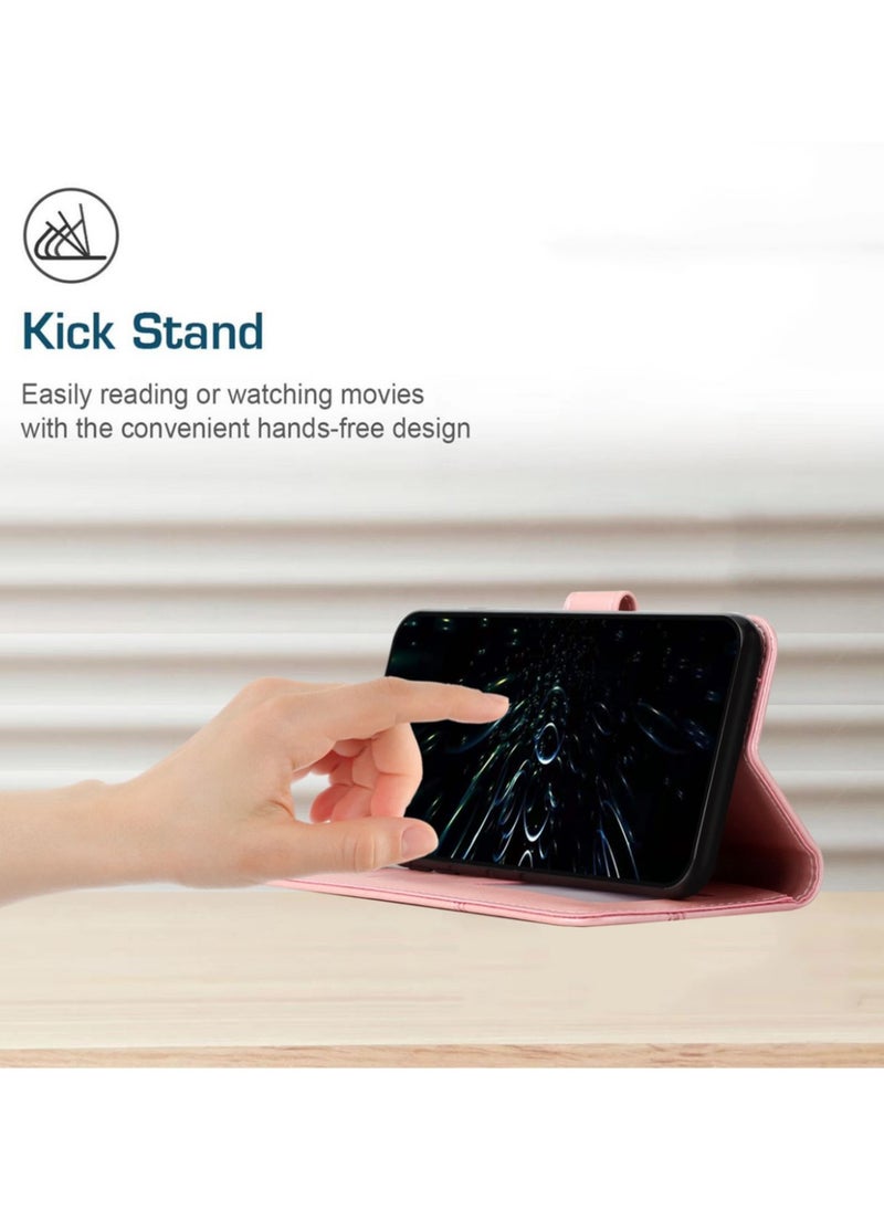 Tecno Spark Go 2024 Case,Premium Tecno Spark Go 2024 Leather Wallet Cover with Card Holder Kickstand Magnetic Closure Flip Folio Case for Tecno Spark Go 2024,Pink