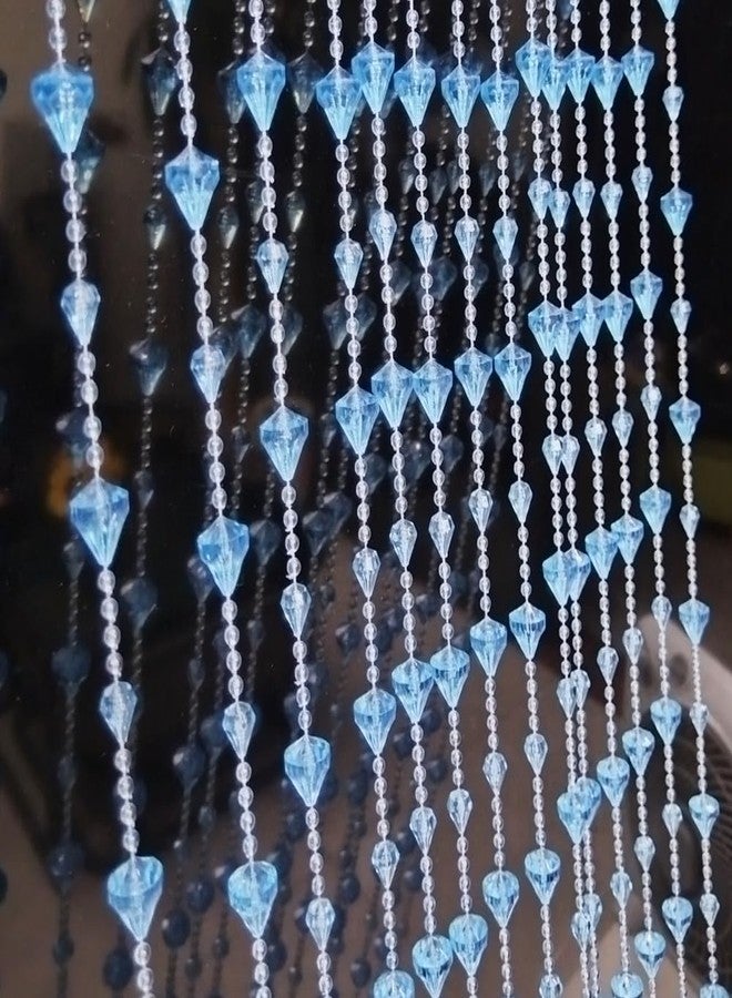 ave split Beaded Curtain Doorways Acrylic Hanging Door Beads String Curtains Tassel Room Divider Screen Decor for Doorway Window Living Room Wedding 053dzs (Dark Blue) - Image 2