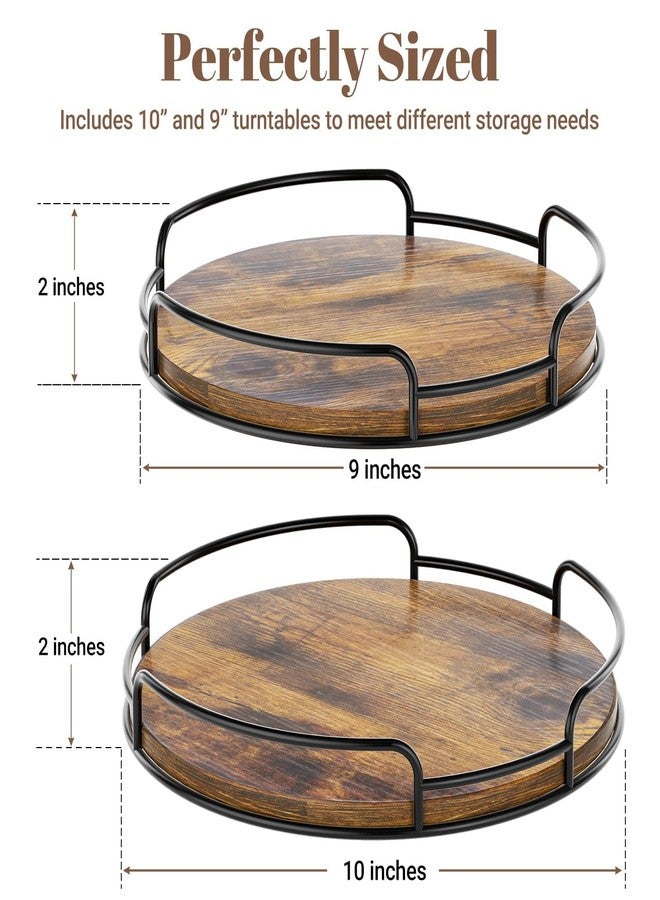 WOWBOX 2 Pack Lazy Susan Organizer for Table Top Rotating Spice Rack Organization 10" + 9" Wood Lazy Susan Turntable Organizer for Cabinet Kitchen Pantry Countertop Bathroom Vanity - Image 2