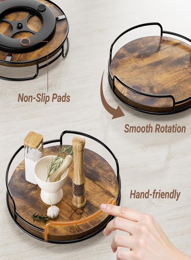 WOWBOX 2 Pack Lazy Susan Organizer for Table Top Rotating Spice Rack Organization 10" + 9" Wood Lazy Susan Turntable Organizer for Cabinet Kitchen Pantry Countertop Bathroom Vanity - Image 5