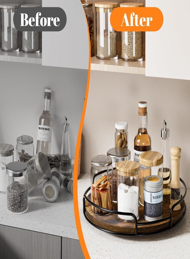 WOWBOX 2 Pack Lazy Susan Organizer for Table Top Rotating Spice Rack Organization 10" + 9" Wood Lazy Susan Turntable Organizer for Cabinet Kitchen Pantry Countertop Bathroom Vanity - Image 4