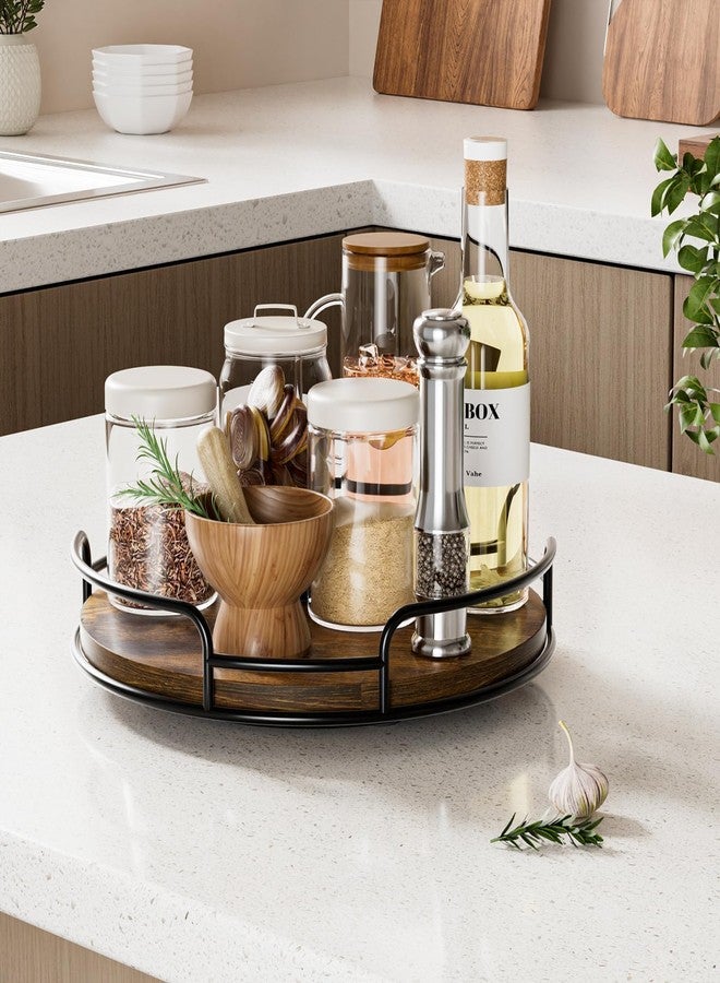 WOWBOX 2 Pack Lazy Susan Organizer for Table Top Rotating Spice Rack Organization 10" + 9" Wood Lazy Susan Turntable Organizer for Cabinet Kitchen Pantry Countertop Bathroom Vanity - Image 3