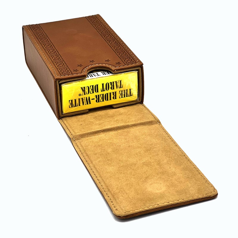 Luck Lab حافظة بطاقات التاروت من لاب لوك الجلدية - بني - تناسب معظم بطاقات التاروت ذات الحجم القياسي (تناسب حجم المجموعة مع العلبة التي تقيس 4.875 x 2.875 x 1.25) - تصميم شجرة الحياة - Image 5