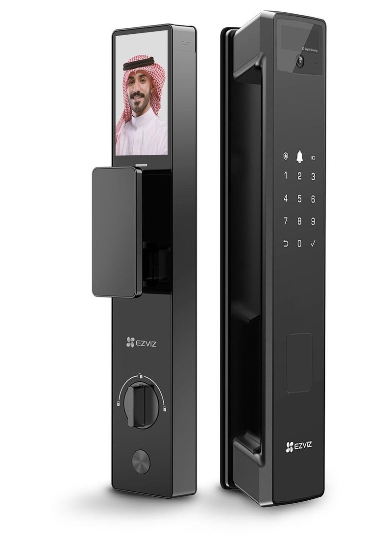 إيزفيز EZVIZ قفل ذكي Y3000FVP PLUS، قفل باب ذكي 8 في 1، قفل باب ببصمة راحة اليد والتعرف على الوجه ثلاثي الأبعاد، واي فاي مدمج + ذاكرة تخزين 8 جيجابايت، رؤية ليلية، اتصال داخلي نشط وسلامة الأطفال (نقر 6068) - Image 1