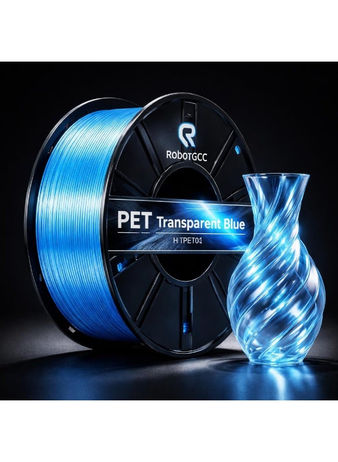 robotgcc PET Transparent Blue 3D Printer Filament 1.75mm Crystal Clear Blue Printing Material High Strength Low Moisture Durable FDM Filament for Functional Parts Engineering Prototypes Decorative Models and Creative Manufacturing - Image 3