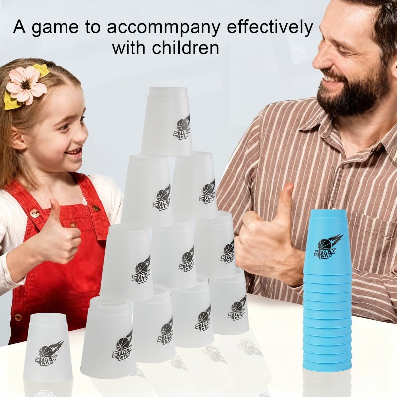 SEISSO Quick Stacking Cups Stacking Cup Set Classic Stack Training Game Toys12PCS White Stacking Cup Set for Boys Girls Kids - Image 5