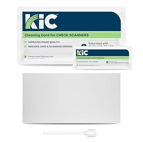 Waffletechnology KICTeam - Cleaning Kit for Check Scanner Machines (25 Cleaning Cards & 6 Cleaning Swabs) - Includes 25 Weekly Cleanings - Image 1