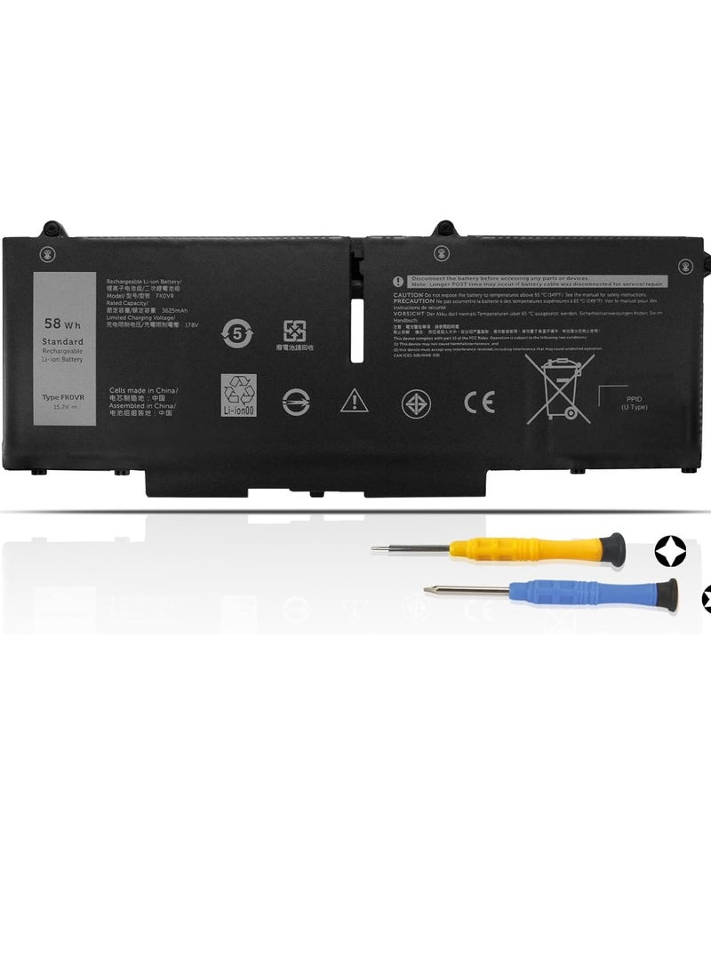 Generic 58Wh FK0VR 07KRV 293F1 Battery for Dell Latitude 15 5530 7530 13 7330 14 5430 7430, 2-in-1 Precision 3570 Mobile Workstation Series P133G P134G P1388 G G P138 G P138G P139G P139G002 P138G002  - Image 1