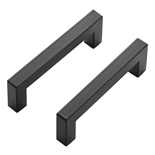 Ravinte 10 Pack Black Cabinet Pulls 3-3/4 Inch Square Cabinet Handles Matte Black Kitchen Hardware for Cabinet Drawer Pulls Come with Screwdriver - Image 1